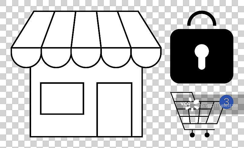 小型零售店与购物车通知图片素材