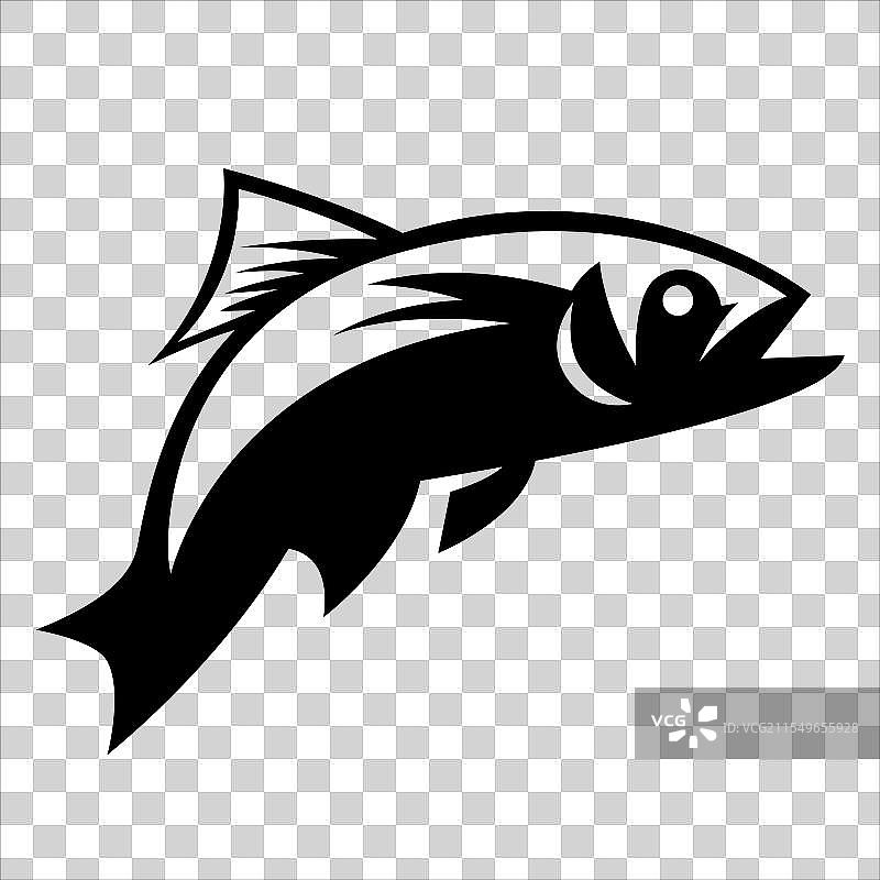 黑色轮廓图形的鲑鱼游动图片素材