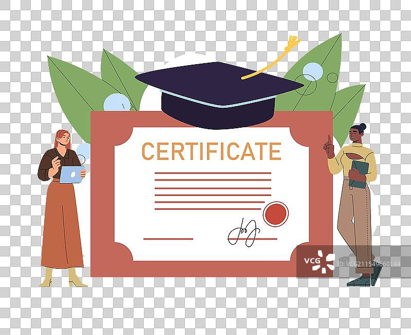 男女在巨大的证书旁边图片素材