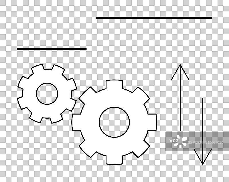 带箭头的齿轮，指示过程和运动图片素材