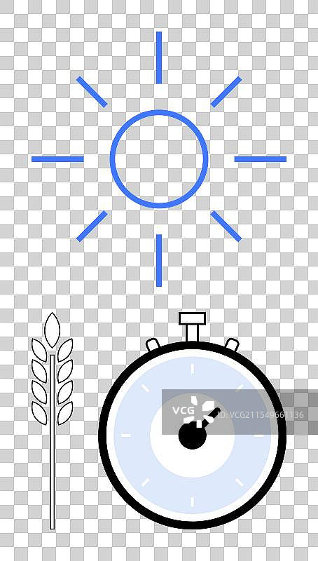 阳光、小麦和计时器的设计表现图片素材