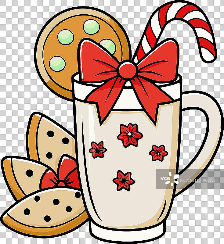 圣诞饮品配有糖果手杖和蝴蝶结图片素材