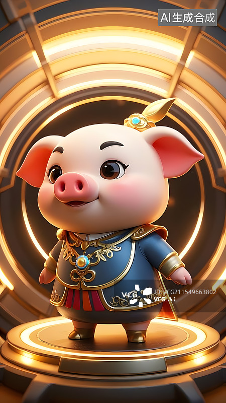 【AI数字艺术】未来科技感十二生肖猪图片素材