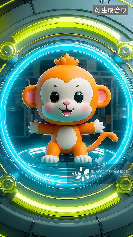 【AI数字艺术】未来科技感十二生肖猴图片素材