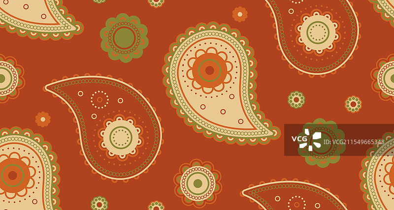 充满活力的秋季佩斯利图案，温暖的土色调图片素材