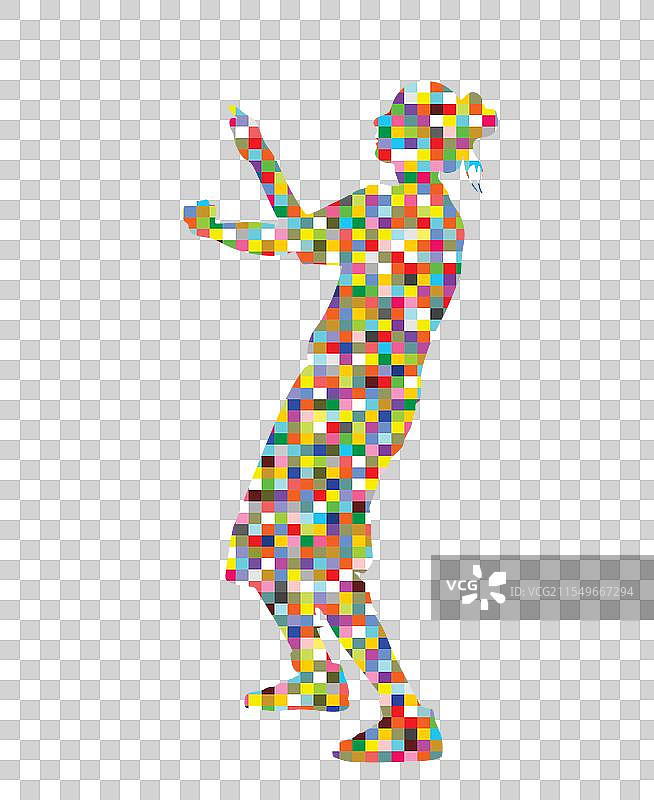 现代派对舞者城市女孩剪影图片素材