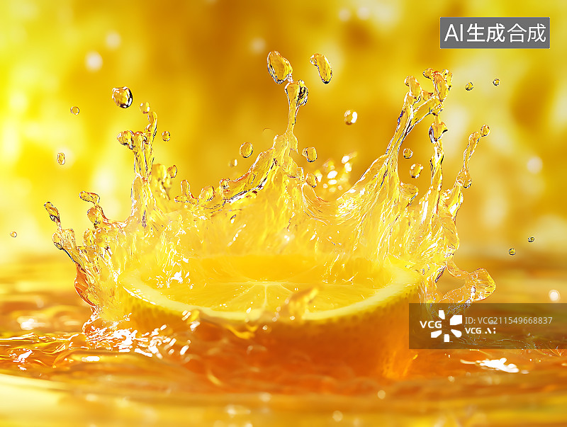 【AI数字艺术】柠檬与水的创意设计柠檬落入水中溅起水花图片素材