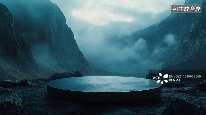 【AI数字艺术】高山风景展示台背景图片素材