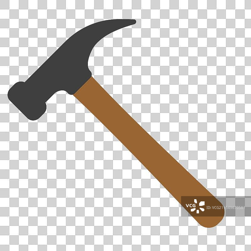 带有棕色木柄和黑色的锤子图标图片素材