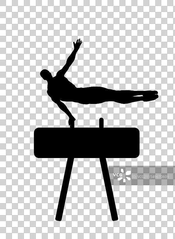 吊环上的体操运动员剪影图片素材