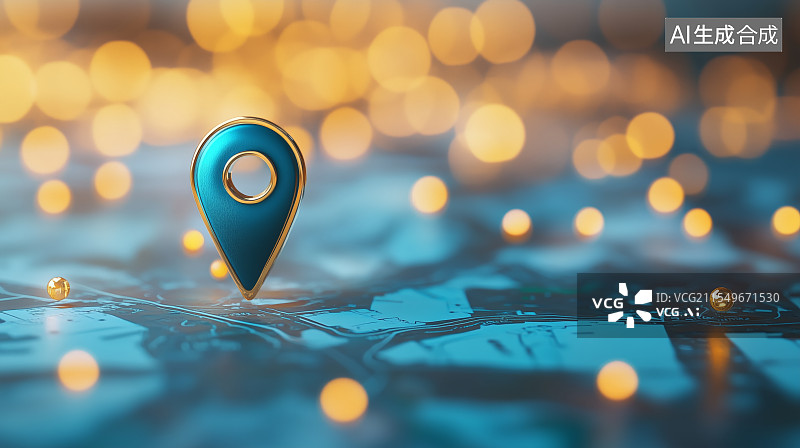 【AI数字艺术】3D粘土蓝色地标地块地图位置背景图片素材