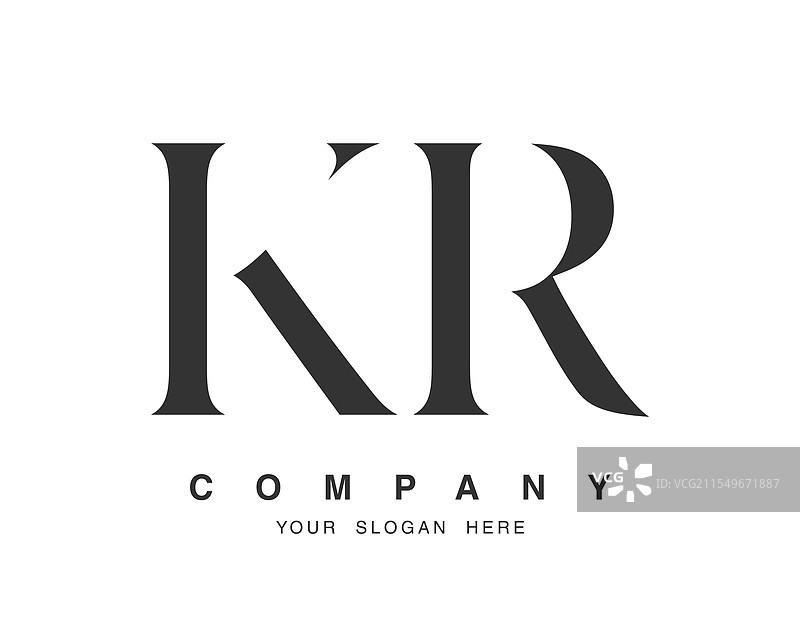 KR标志设计，字母K和R，衬线字体图片素材