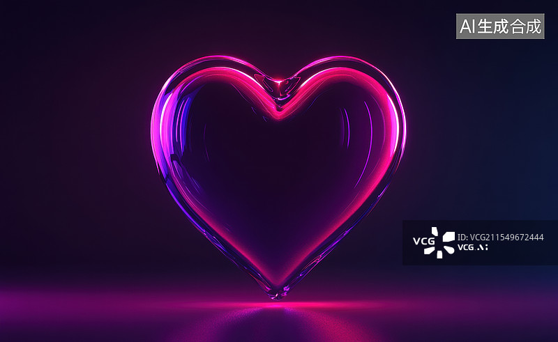 【AI数字艺术】霓虹爱心浪漫紫色背景图片素材