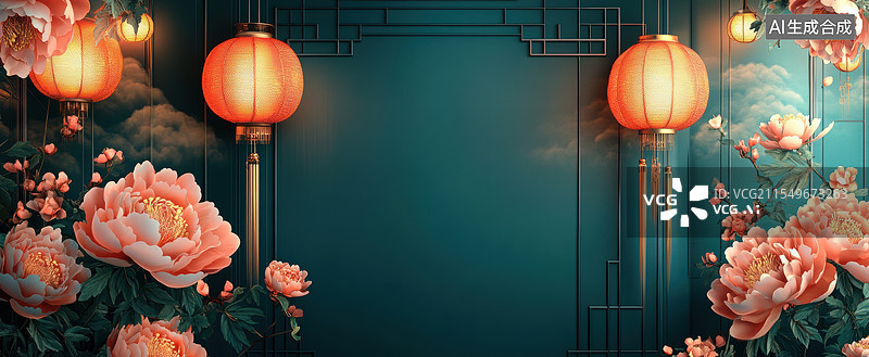 【AI数字艺术】一幅精美的传统中国风格的装饰图案。（环绕）图片素材