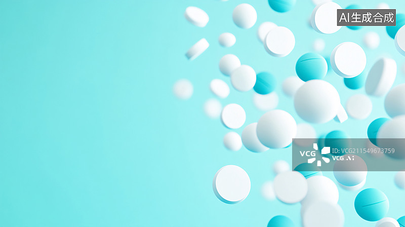【AI数字艺术】药片药瓶特写医疗健康疾病治疗题材背景图片素材