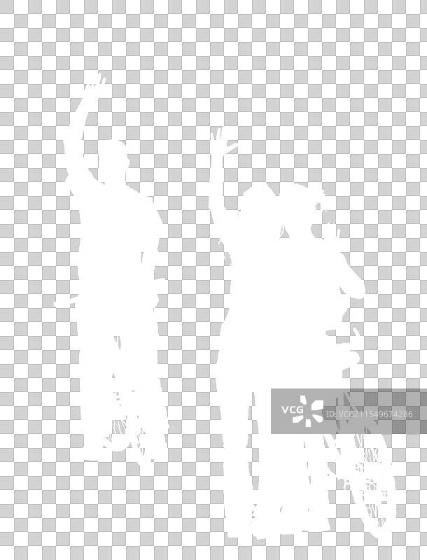 骑自行车的男孩挥手问候的剪影图片素材