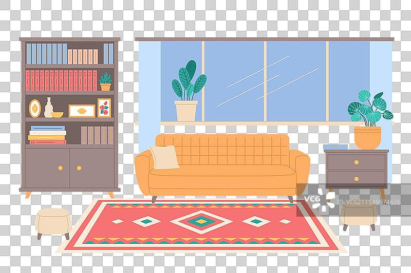 室内房间，铺有羊毛地毯图片素材