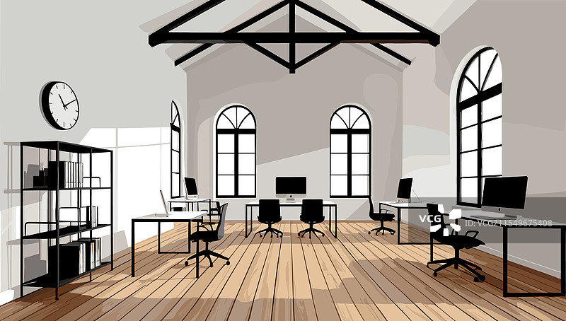 一个宽敞的开放式办公室图片素材