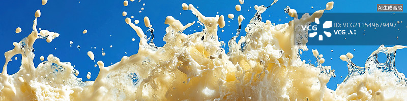 【AI数字艺术】清爽夏日饮料水滴飞溅新鲜季节水果系列菠萝味茉莉花乳制品维生素冷饮料促销产品包装海报蓝色背景图片素材