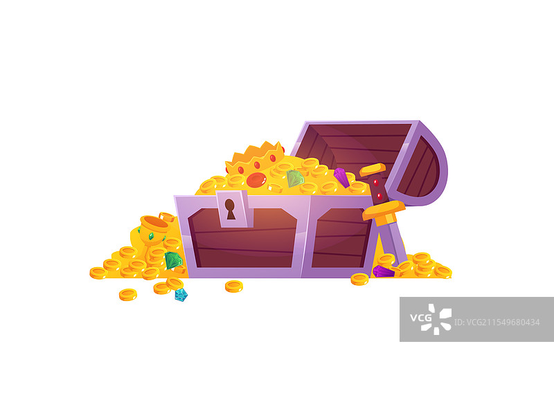 古代宝箱扁平图标卡通风格图片素材