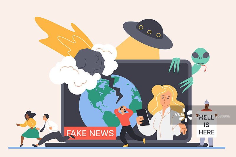 社交媒体中的假新闻和错误信息人群图片素材