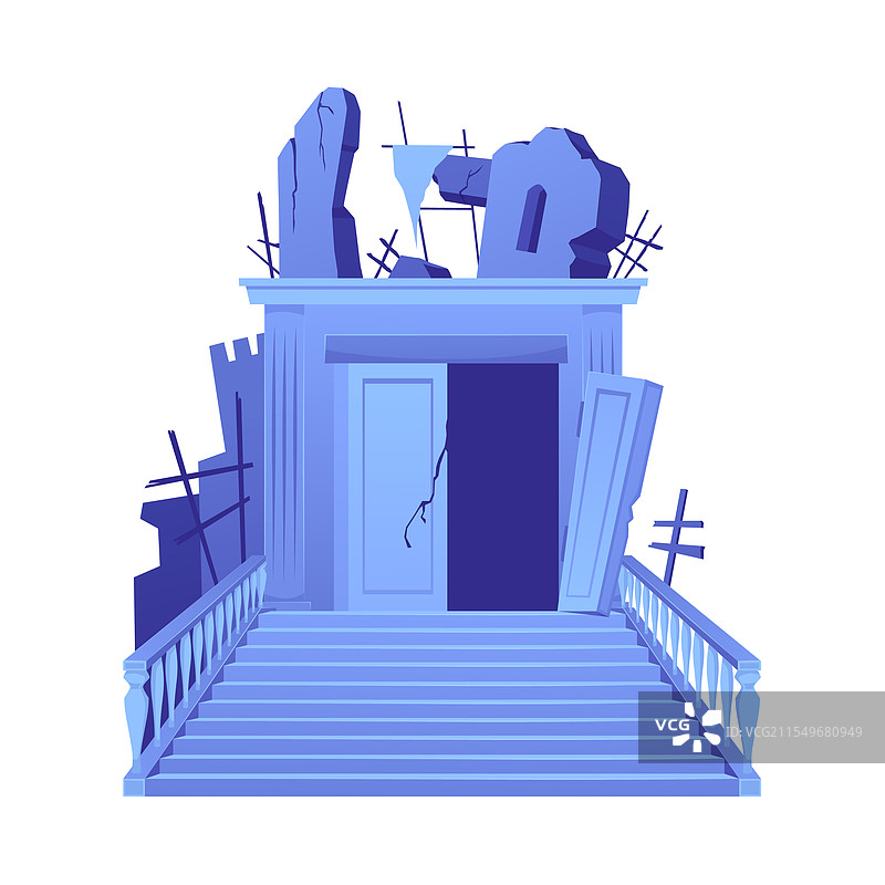 沉没的古城阶梯入口通往废墟图片素材