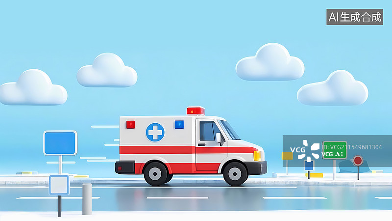 【AI数字艺术】救护车背景-居下图片素材