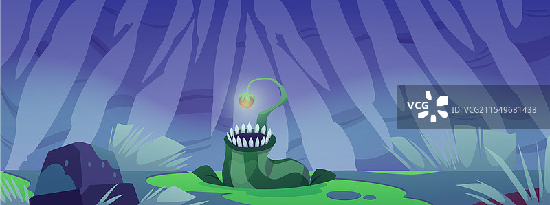 带有食肉花的游戏背景图片素材