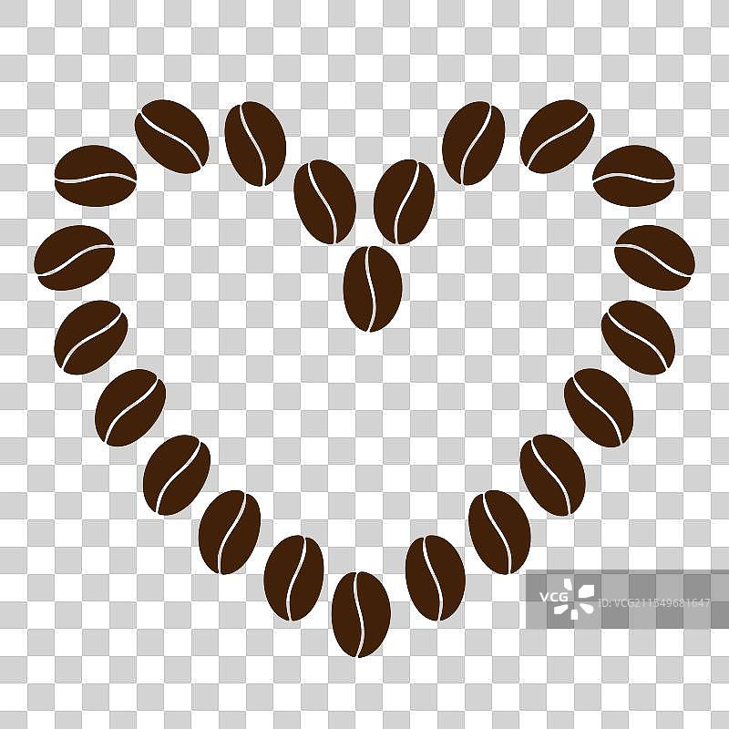 咖啡豆的心形框架边框抽象图案图片素材
