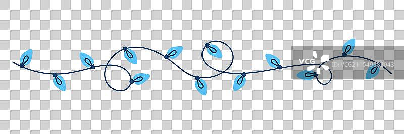 手绘的长圣诞灯串，用于创作图片素材
