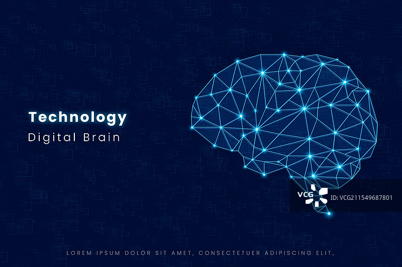抽象数字大脑代表人工智能图片素材