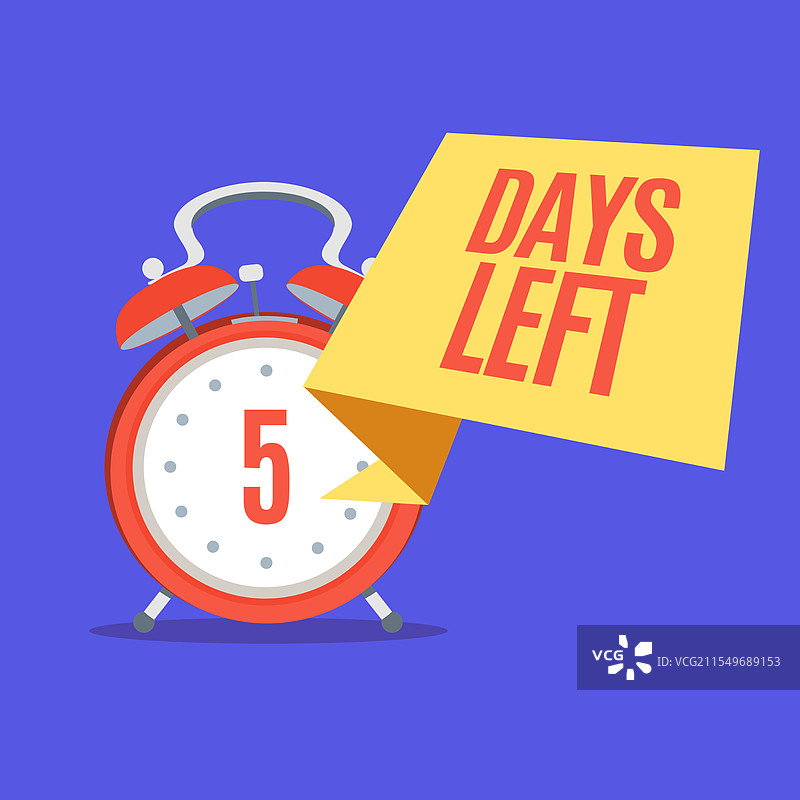 卡通彩色闹钟和五天倒计时图片素材