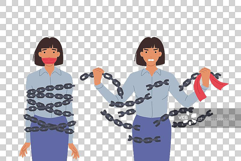 解放女性打破枷锁以获得自由图片素材