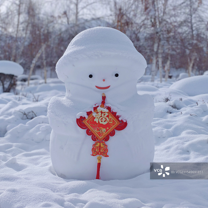 冬天可可托海的雪人图片素材