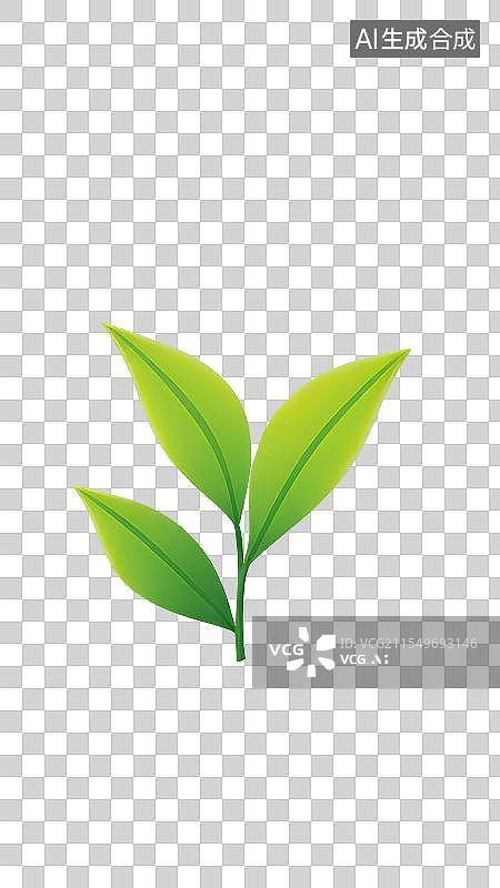 【AI数字艺术】国风手绘插画，茶叶，茶树，叶子，绿茶，春茶，茶道，茶文化免抠元素图片素材