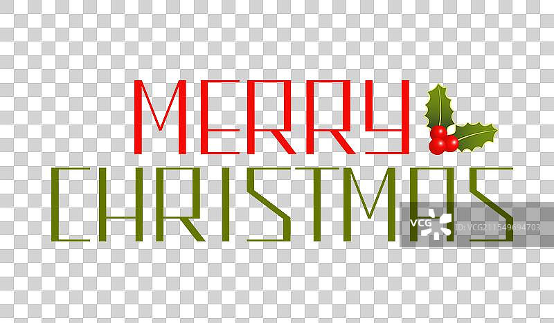 手绘的圣诞快乐文字与冬青设计图片素材