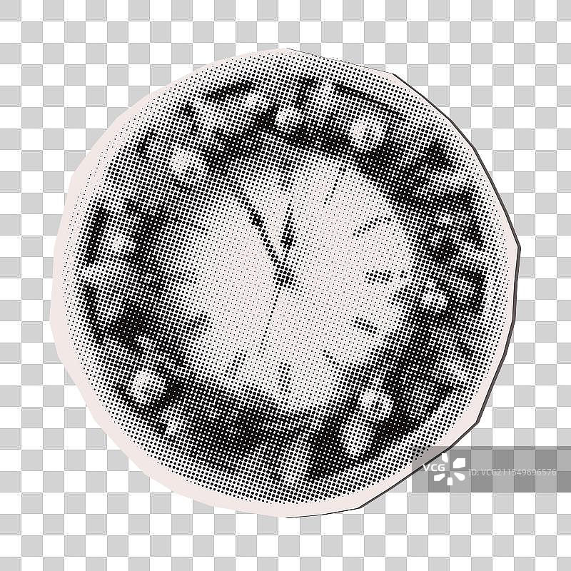 装饰时钟 - 圣诞节半色调拼贴撕裂效果图片素材