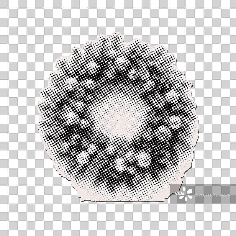 圣诞花环 - 半色调拼贴撕裂纸张图片素材