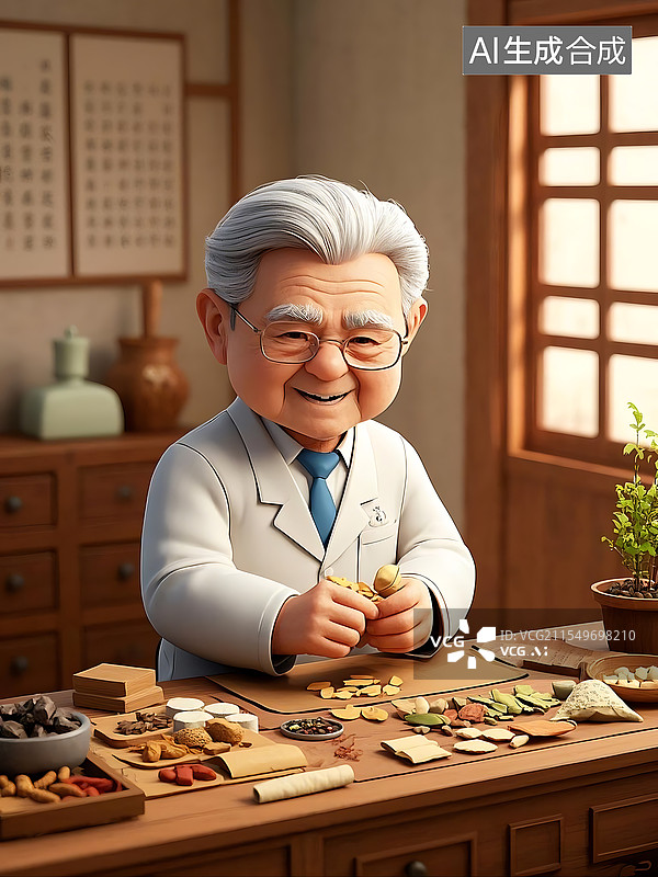 【AI数字艺术】中医在抓中药图片素材