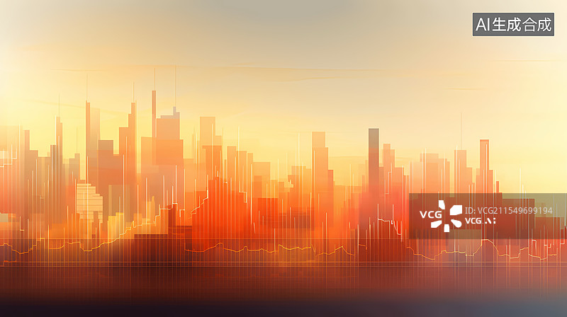 【AI数字艺术】智慧城市金融经济线图商务科技红色背景图片素材