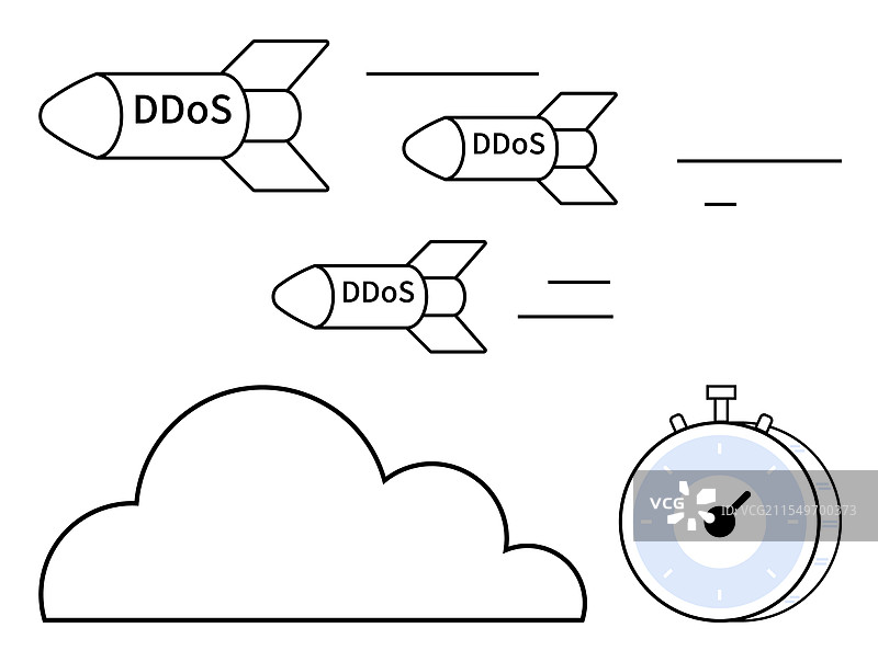 由DDoS攻击代表的网络安全威胁图片素材