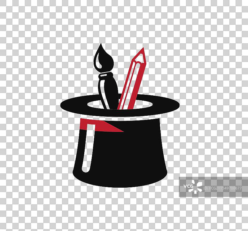 魔法帽画笔铅笔标志图标设计图片素材