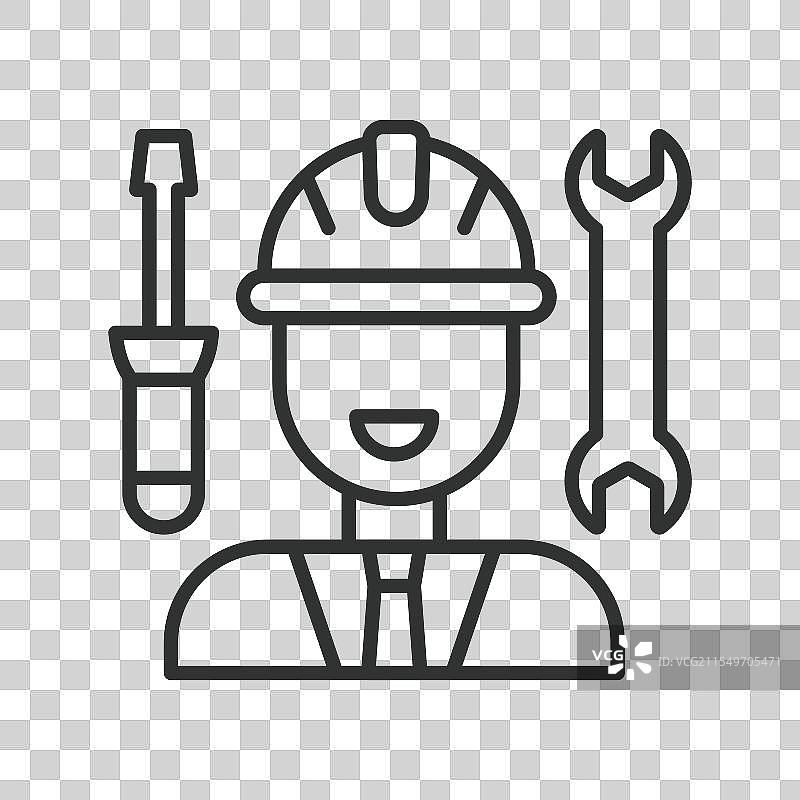 重型机械工程师图标，线条设计风格图片素材