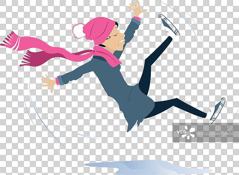 摔倒的女花样滑冰运动员图片素材