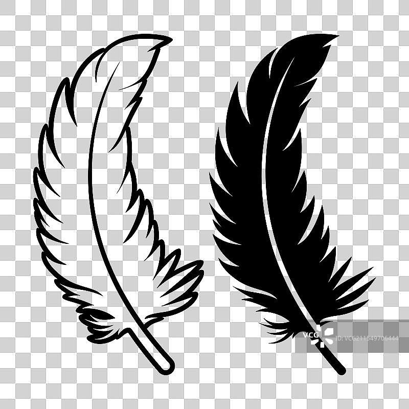 黑白色毛茸茸的羽毛标志图标图片素材