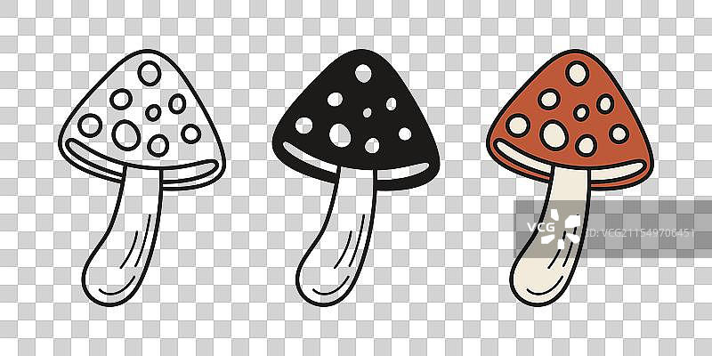 平面手绘卡通毒蝇伞蘑菇图片素材