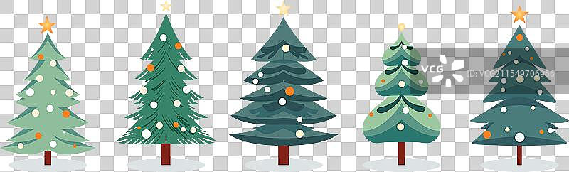 冬季简约风格的圣诞树组合图片素材