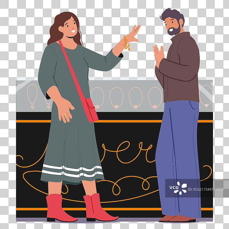 快乐而恩爱的家庭夫妻在珠宝店购物图片素材