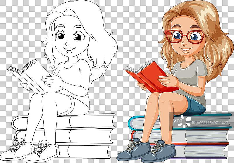 色彩丰富且轮廓分明的女孩学习图像图片素材