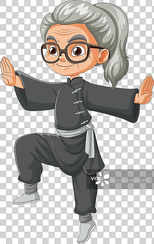 老年女性角色在表演武术图片素材